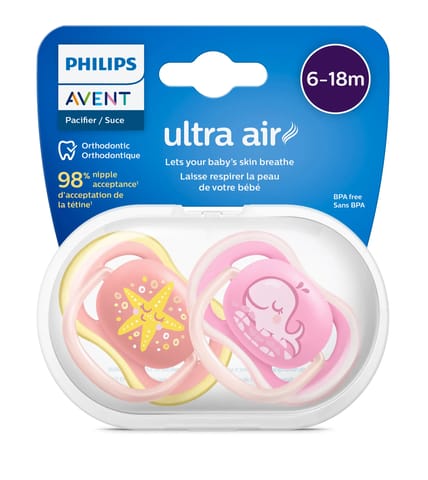 Avent Ultra Air Freeflow Soother, Deco Version, 0-6m