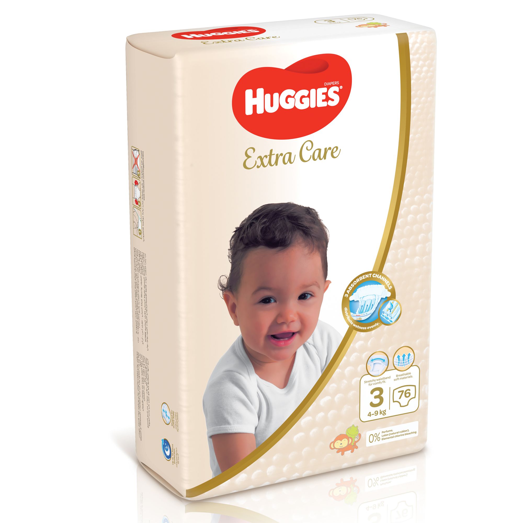 Huggies Extra Care, Size 3, 4 - 9 kg, Jumbo Pack, 76 Diapers