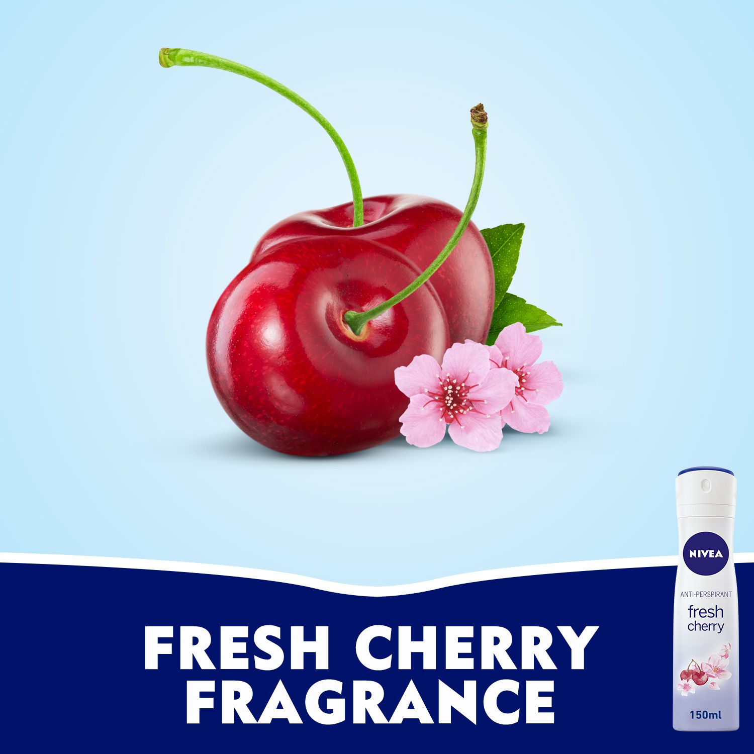 Antiperspirant Spray for Women, Fresh Cherry Scent, 150ml