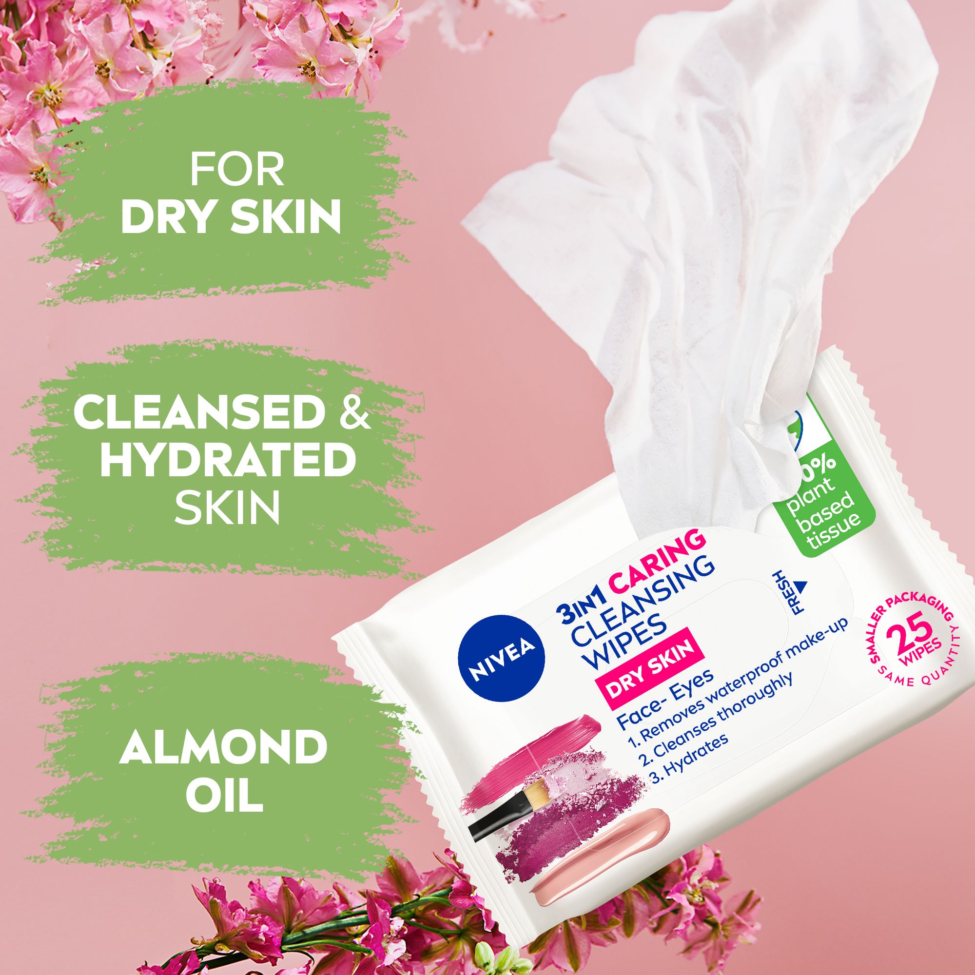 NIVEA 3 in 1 Gentle Cleansing Wipes - 25 pcs