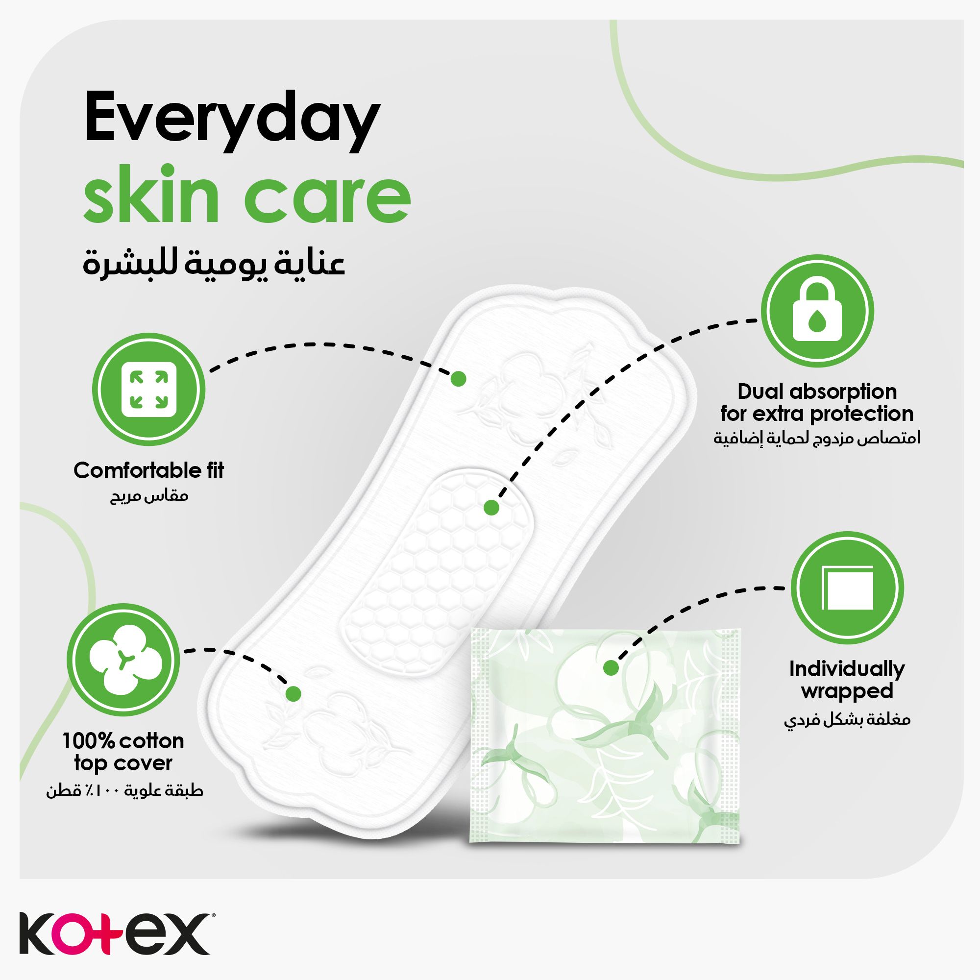 Kotex Natural Panty Liners, 100% Cotton, Normal Size, 54 Daily Panty Liners