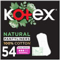 Kotex Natural Panty Liners, 100% Cotton, Normal Size, 54 Daily Panty Liners