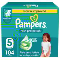 Pampers Rash Protection Taped Diapers, Size 5 (11-16Kg) 104Pc
