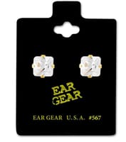 Ear Gear Gold 567 Cubic Zirconia 7*7mm