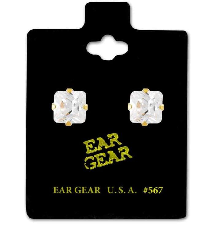 Ear Gear Gold 567 Cubic Zirconia 7*7mm