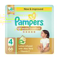Pampers Ultimate Comfort Taped Diapers, Size 4 (9-14Kg) 66 Pc