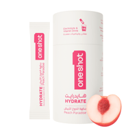 ون شوت ترطيب يومي خالٍ من السكر. معادن وفيتامينات متعددة بنكهة الخوخ الأبيض المنعشة (١٤ ظرف)