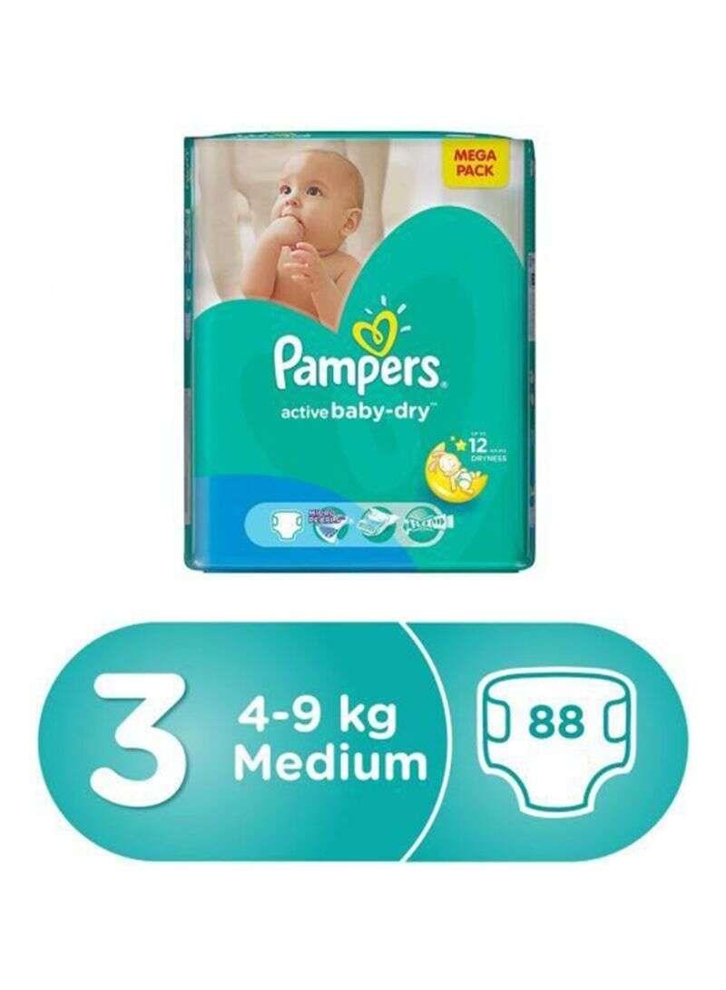 Pampers Baby-Dry Diapers, Size 3 (6-10Kg) 88Pc